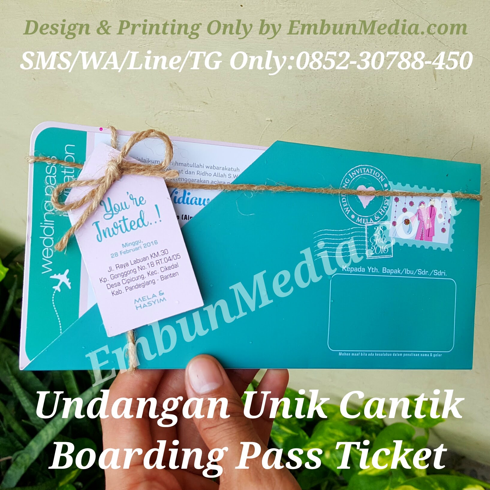 Undangan Unik Cantik Bentuk Tiket Pesawat by Embun Media 